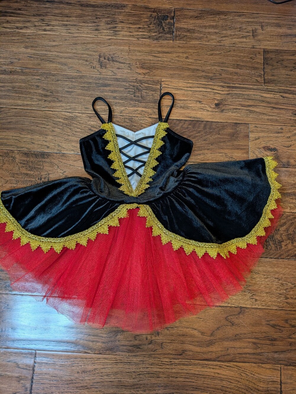 Confidanz Children's Dance Costume Tutu Black Velvet Red Skirt